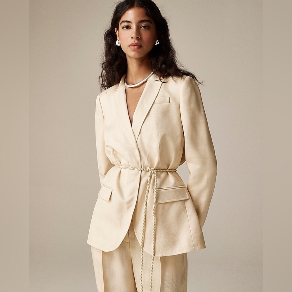 J Crew Rope-tie blazer in glossy twill BZ869